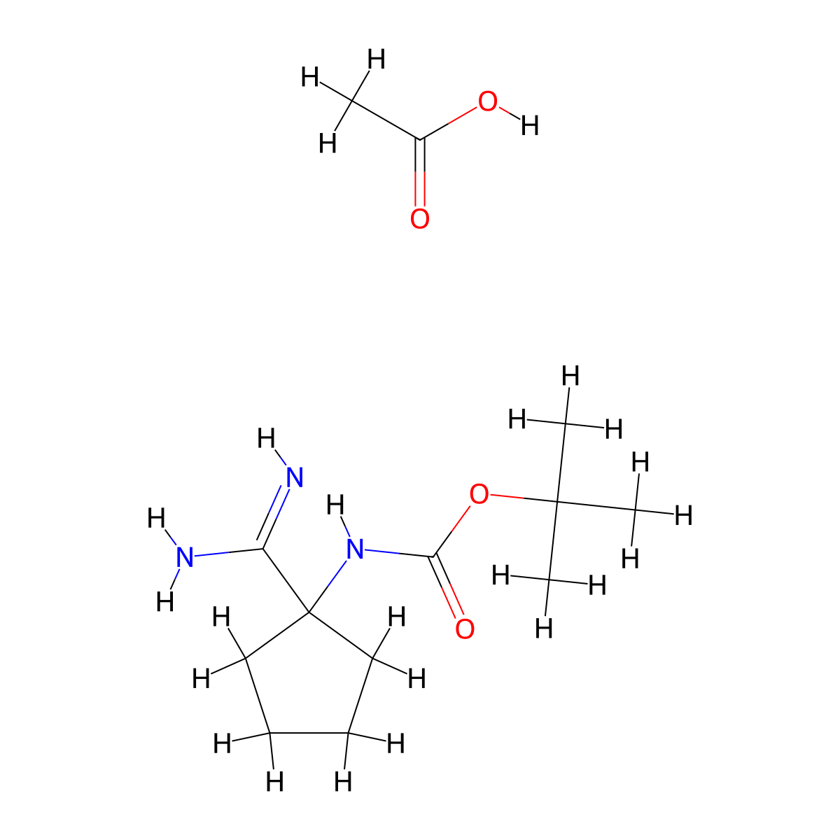acetic acid, tert-butyl N-(1-carbamimidoylcyclopentyl)carbamate molecular structure, CAS 2137873-92-6