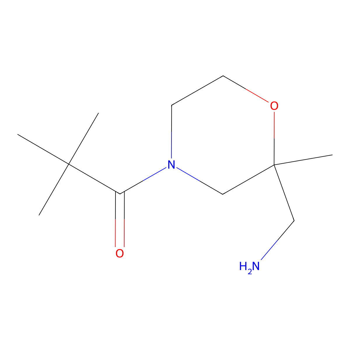 1-(2-(Aminomethyl)-2-methylmorpholino)-2,2-dimethylpropan-1-one molecular structure, CAS 2137874-04-3