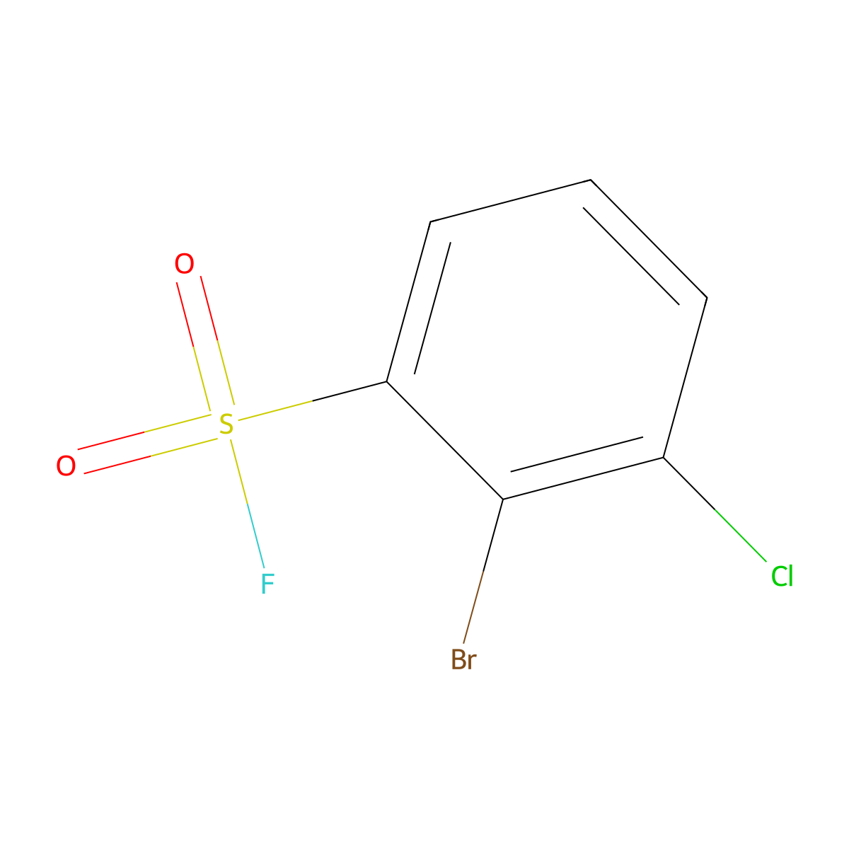 2-Bromo-3-chlorobenzene-1-sulfonyl fluoride molecular structure, CAS 2137875-22-8