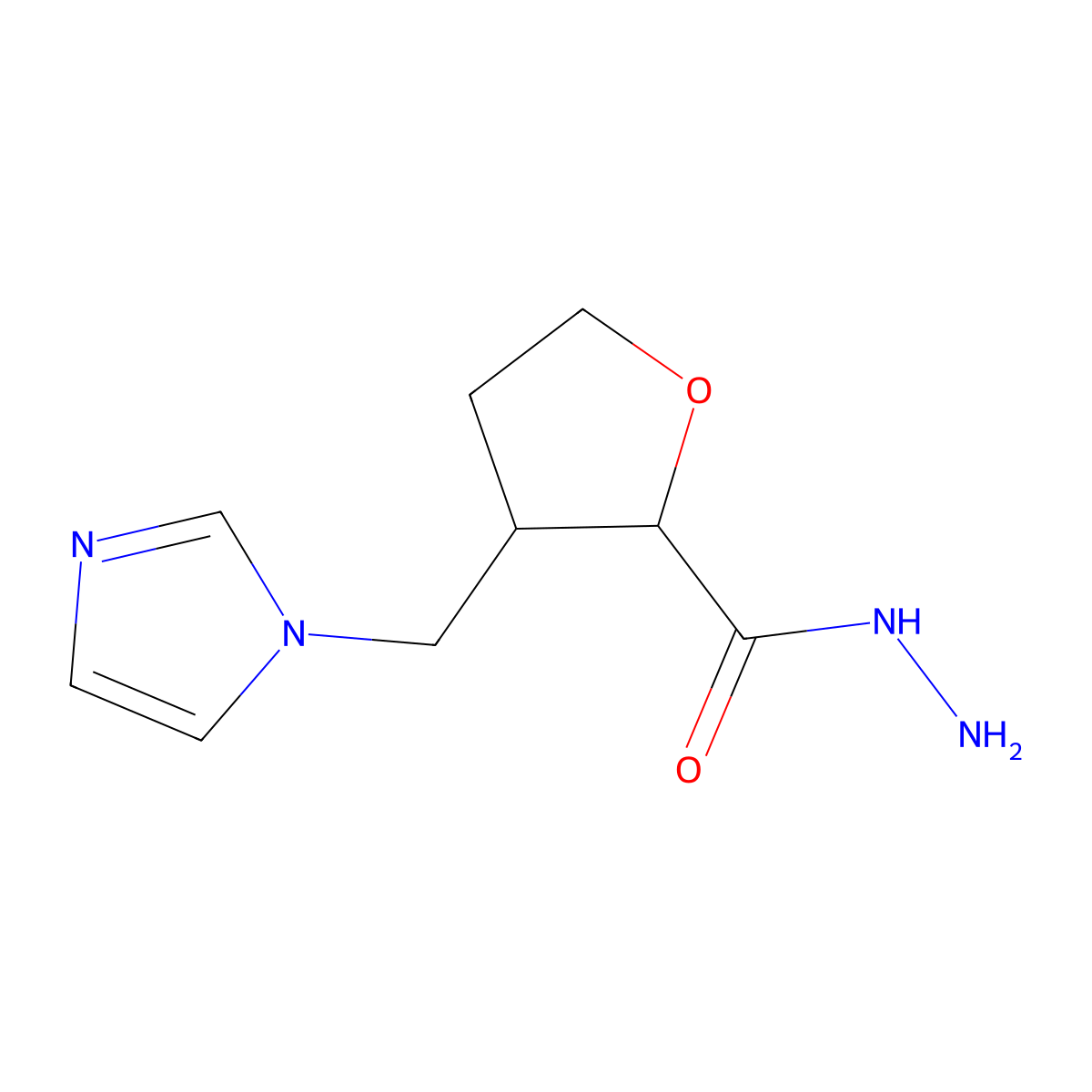 3-[(1H-imidazol-1-yl)methyl]oxolane-2-carbohydrazide molecular structure, CAS 2137875-47-7
