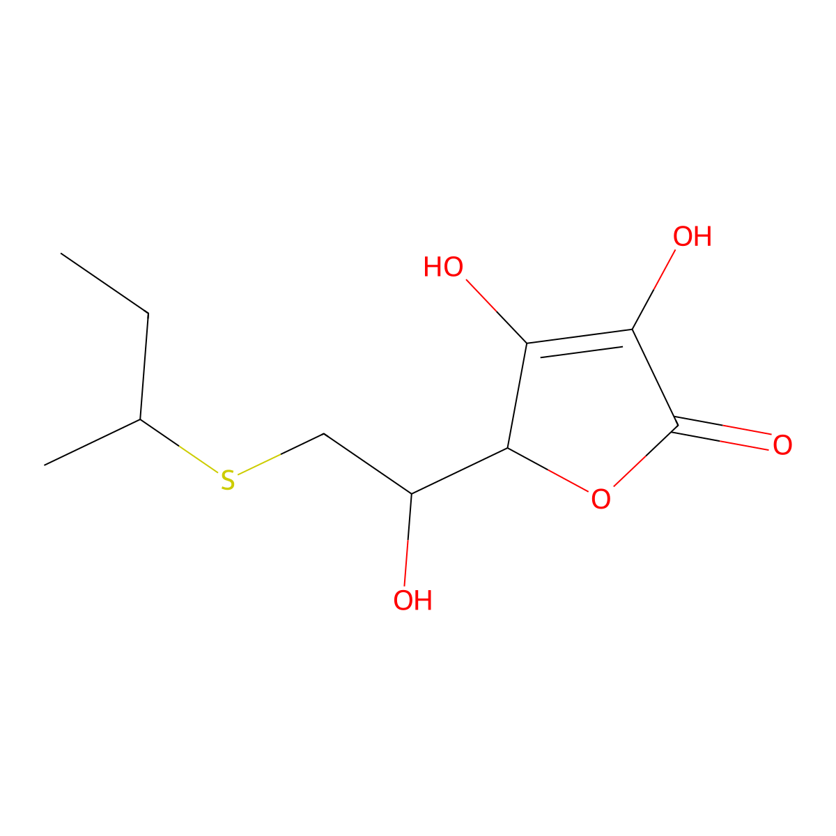 5-[2-(Butan-2-ylsulfanyl)-1-hydroxyethyl]-3,4-dihydroxy-2,5-dihydrofuran-2-one molecular structure, CAS 2137875-57-9