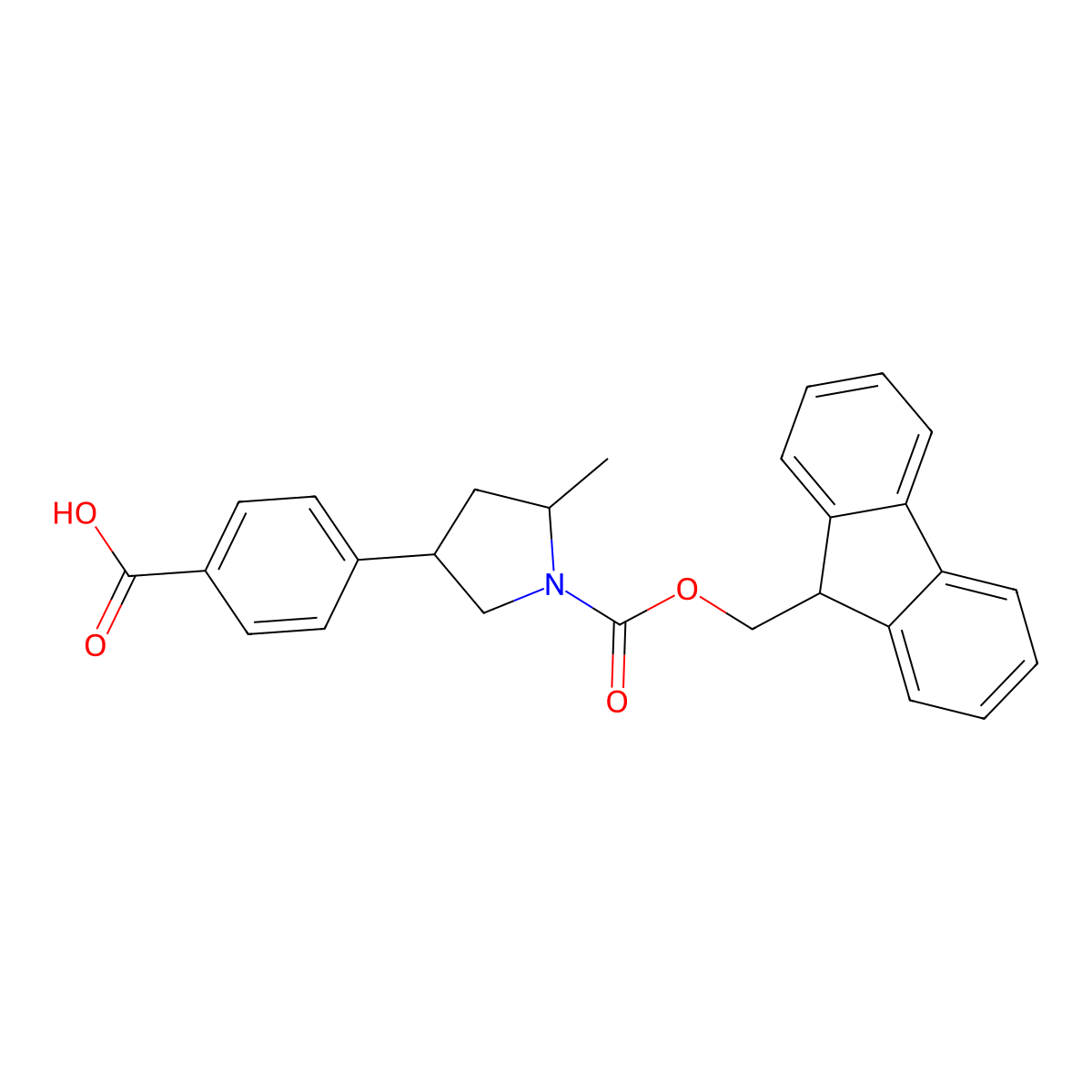 4-(1-{[(9H-fluoren-9-yl)methoxy]carbonyl}-5-methylpyrrolidin-3-yl)benzoic acid molecular structure, CAS 2137875-81-9