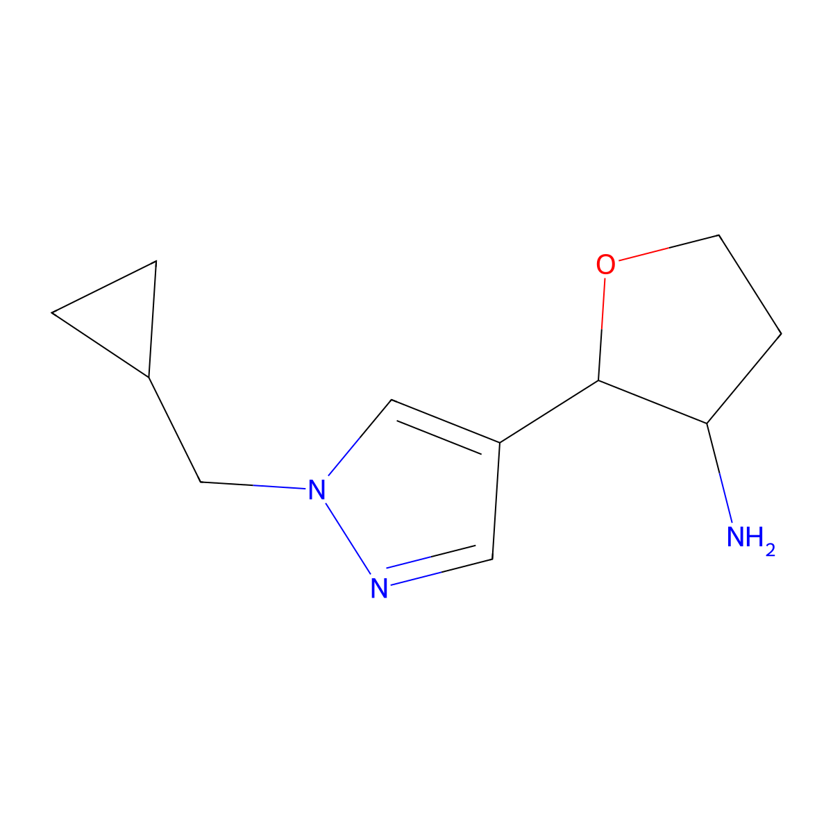 2-[1-(cyclopropylmethyl)-1H-pyrazol-4-yl]oxolan-3-amine molecular structure, CAS 2137877-99-5