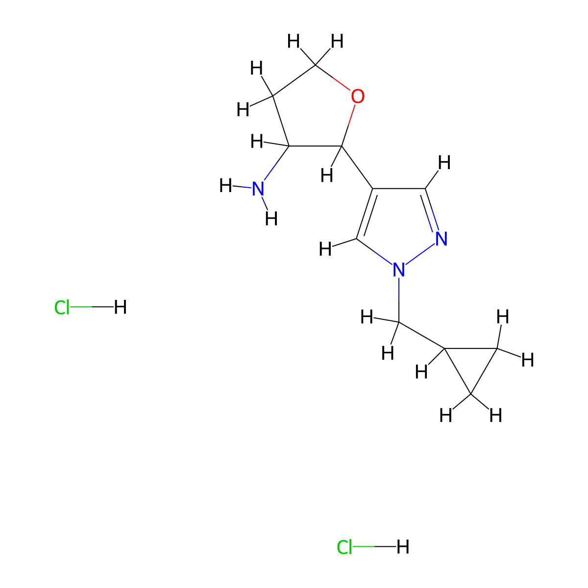 2-[1-(cyclopropylmethyl)-1H-pyrazol-4-yl]oxolan-3-amine dihydrochloride molecular structure, CAS 2137878-00-1