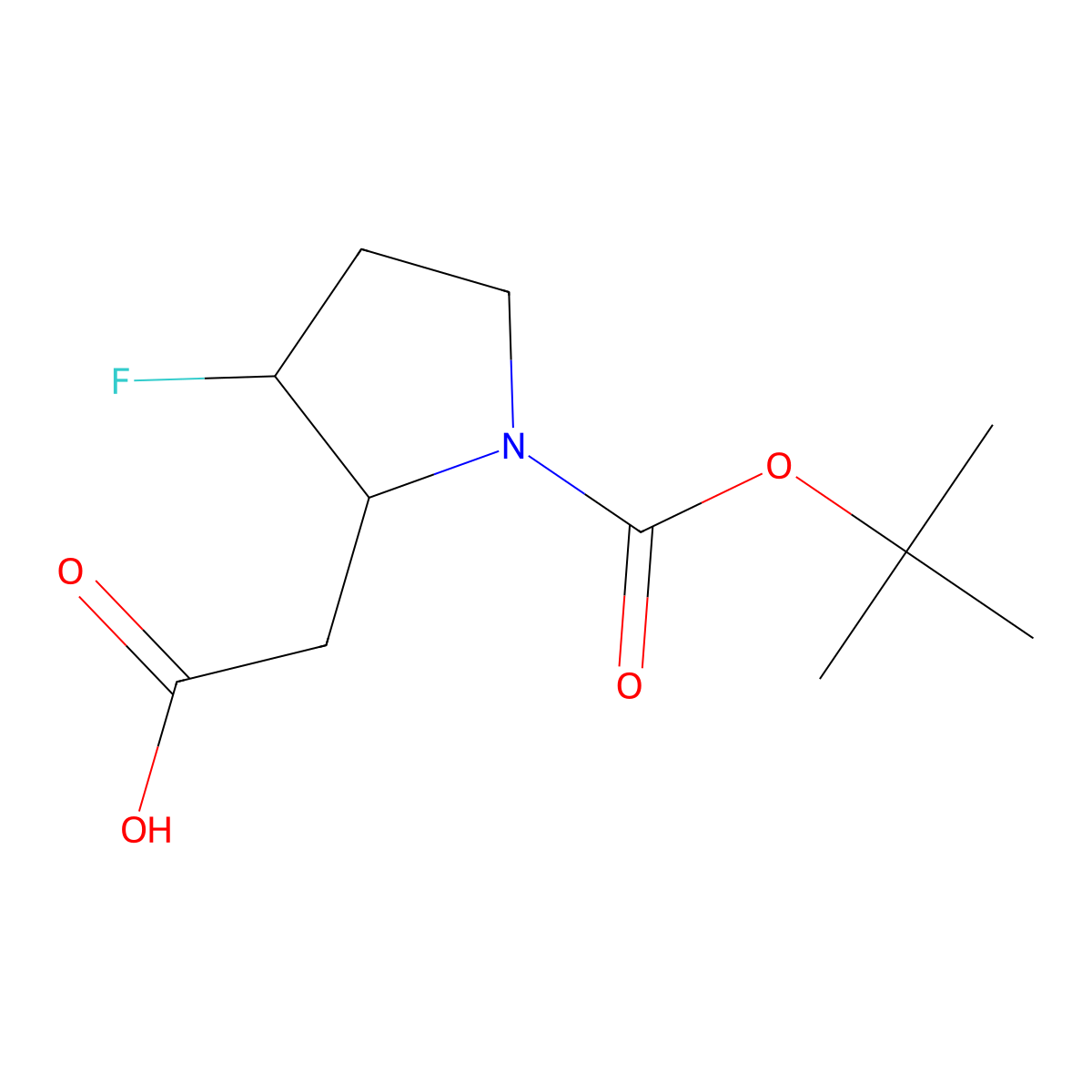 2-{1-[(Tert-butoxy)carbonyl]-3-fluoropyrrolidin-2-yl}acetic acid molecular structure, CAS 2137878-82-9