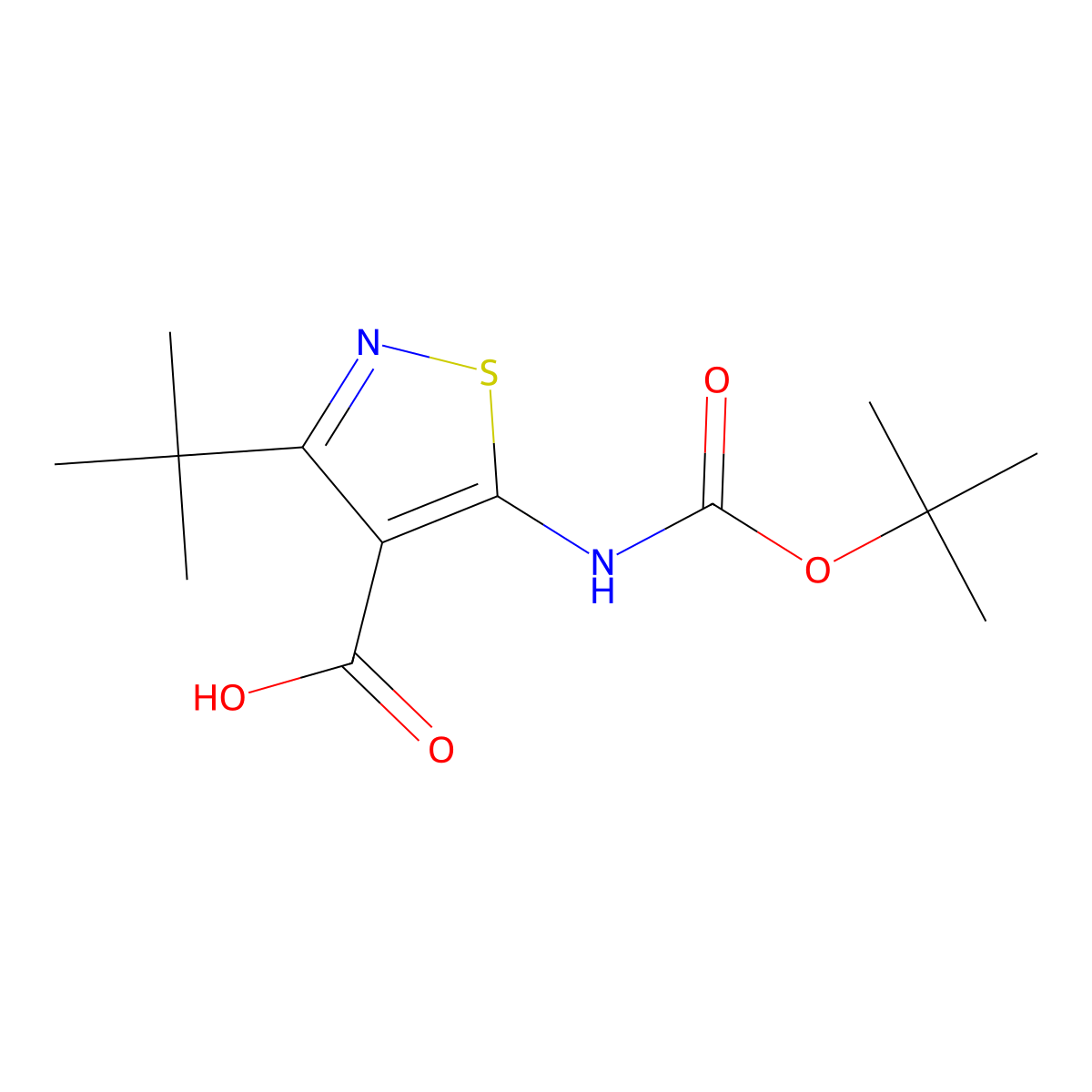 5-{[(Tert-butoxy)carbonyl]amino}-3-tert-butyl-1,2-thiazole-4-carboxylic acid molecular structure, CAS 2137879-31-1