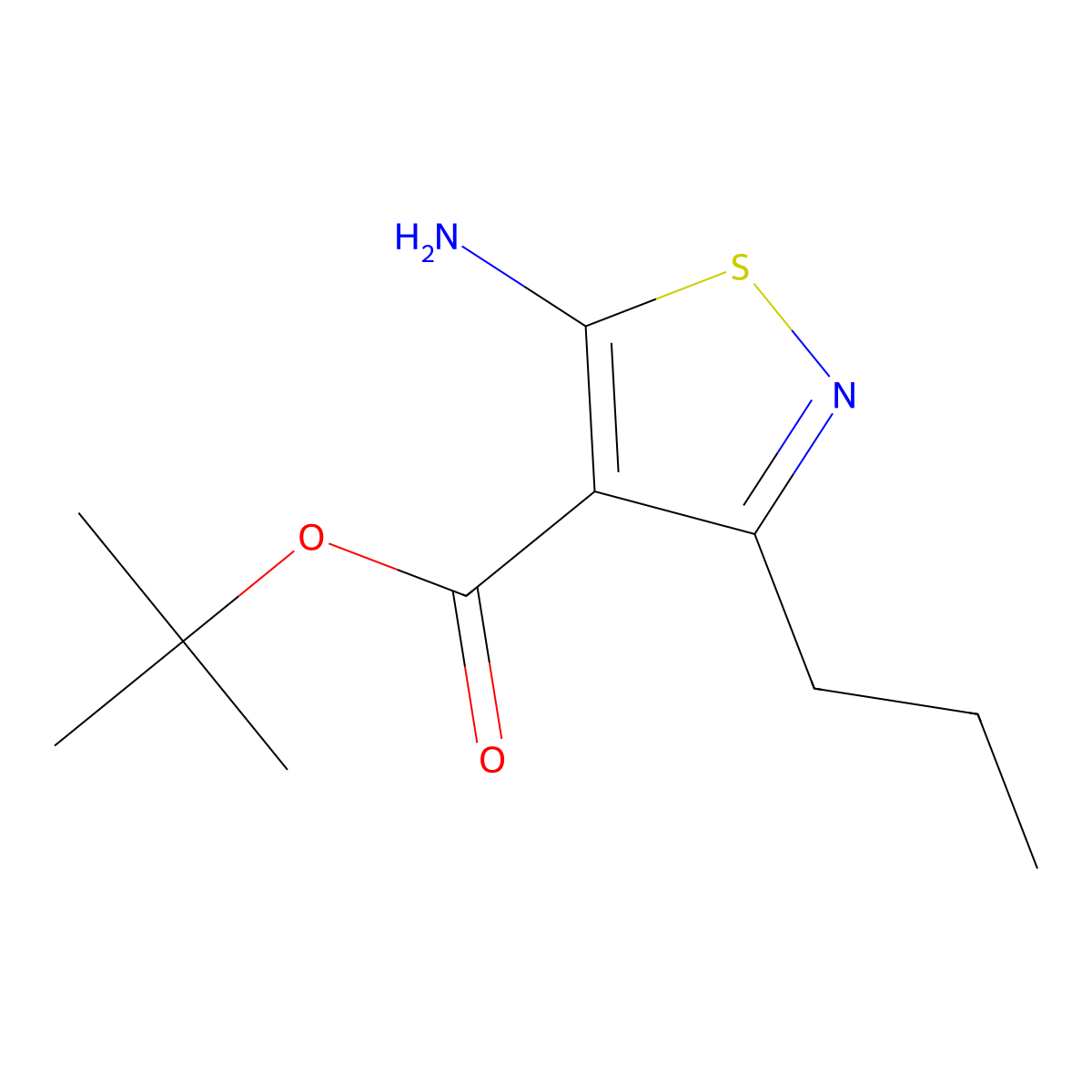 Tert-butyl 5-amino-3-propyl-1,2-thiazole-4-carboxylate molecular structure, CAS 2137879-39-9