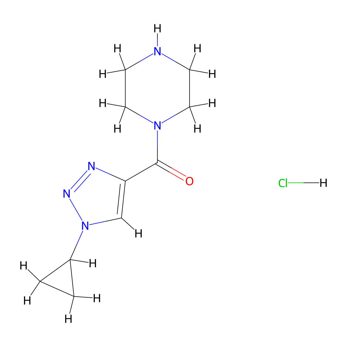 1-(1-cyclopropyl-1H-1,2,3-triazole-4-carbonyl)piperazine hydrochloride molecular structure, CAS 2137879-53-7