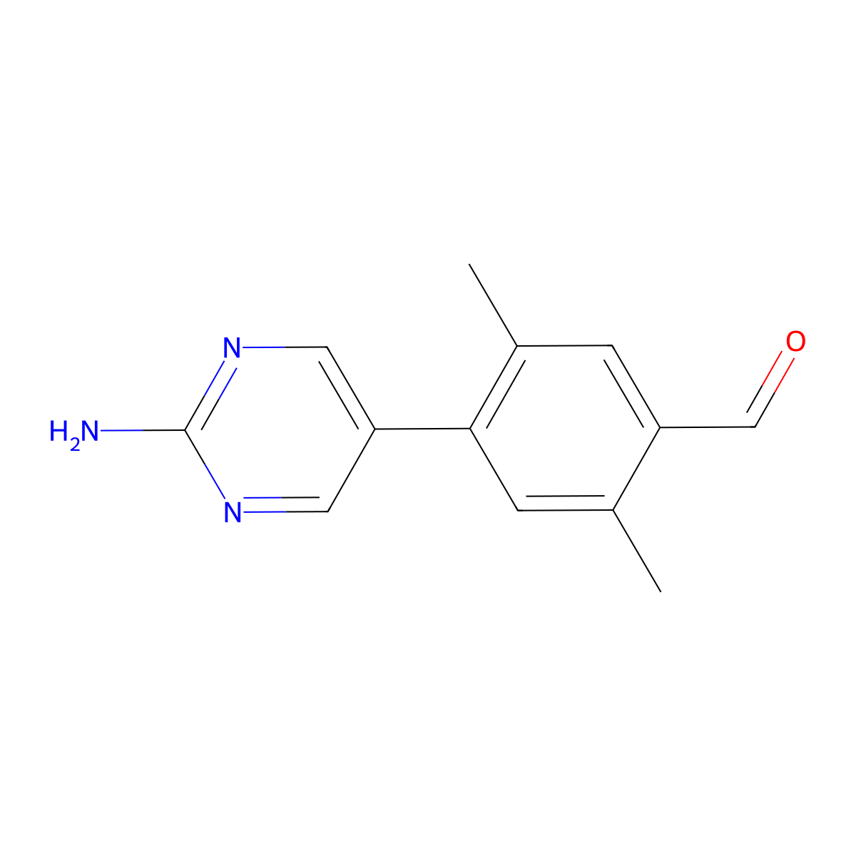 4-(2-Aminopyrimidin-5-yl)-2,5-dimethylbenzaldehyde molecular structure, CAS 2137883-14-6