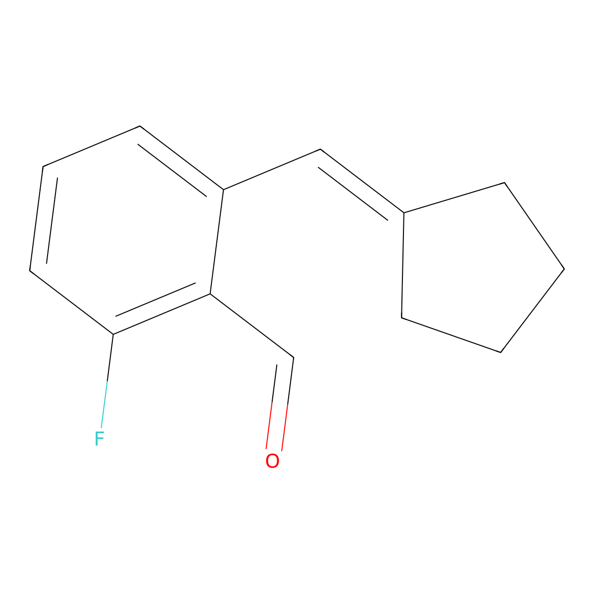 2-(Cyclopentylidenemethyl)-6-fluorobenzaldehyde molecular structure, CAS 2137883-28-2