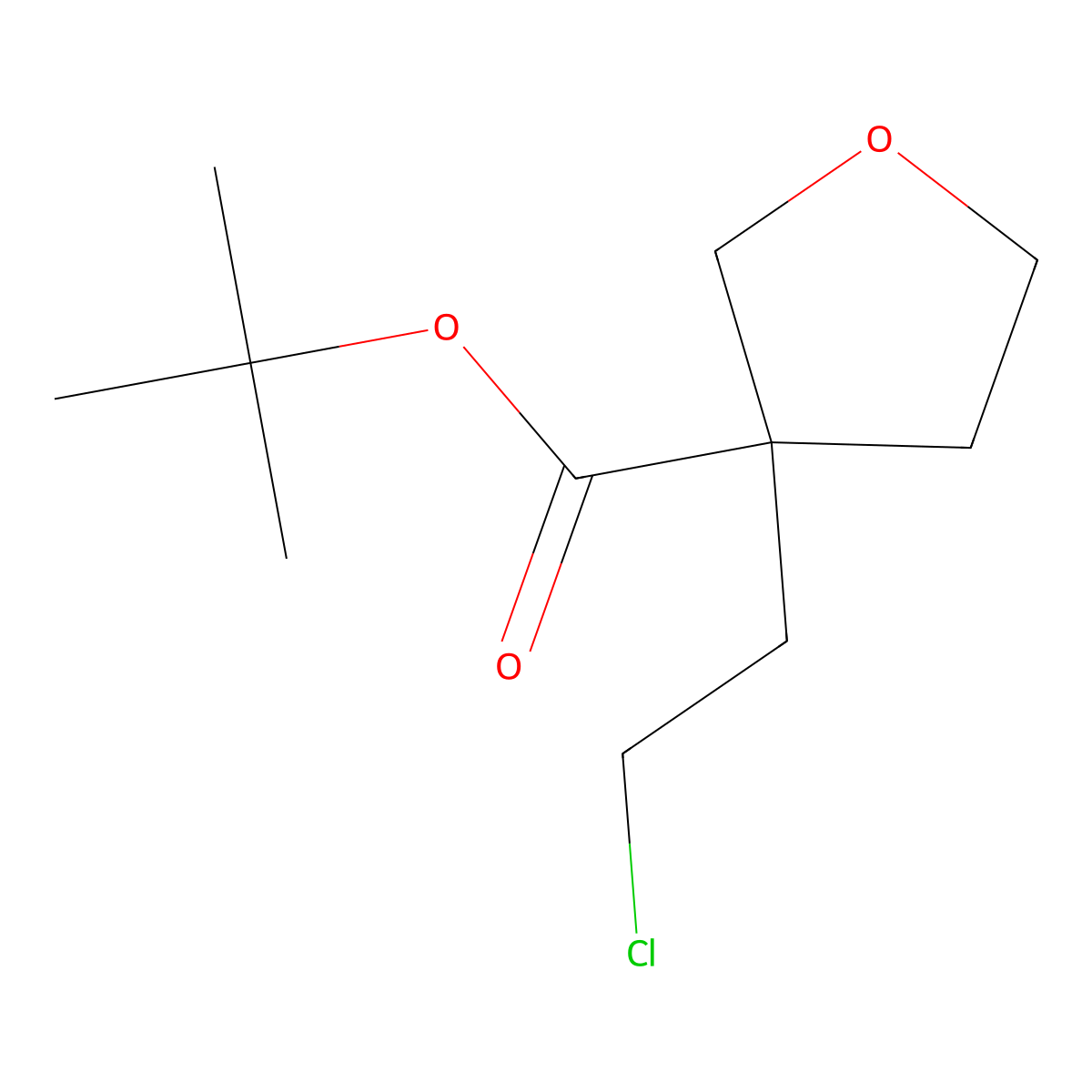 Tert-butyl 3-(2-chloroethyl)oxolane-3-carboxylate molecular structure, CAS 2137895-24-8