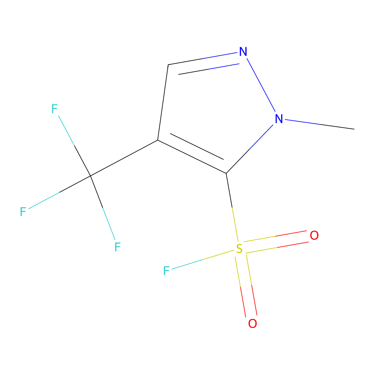 1-methyl-4-(trifluoromethyl)-1H-pyrazole-5-sulfonyl fluoride molecular structure, CAS 2137895-58-8