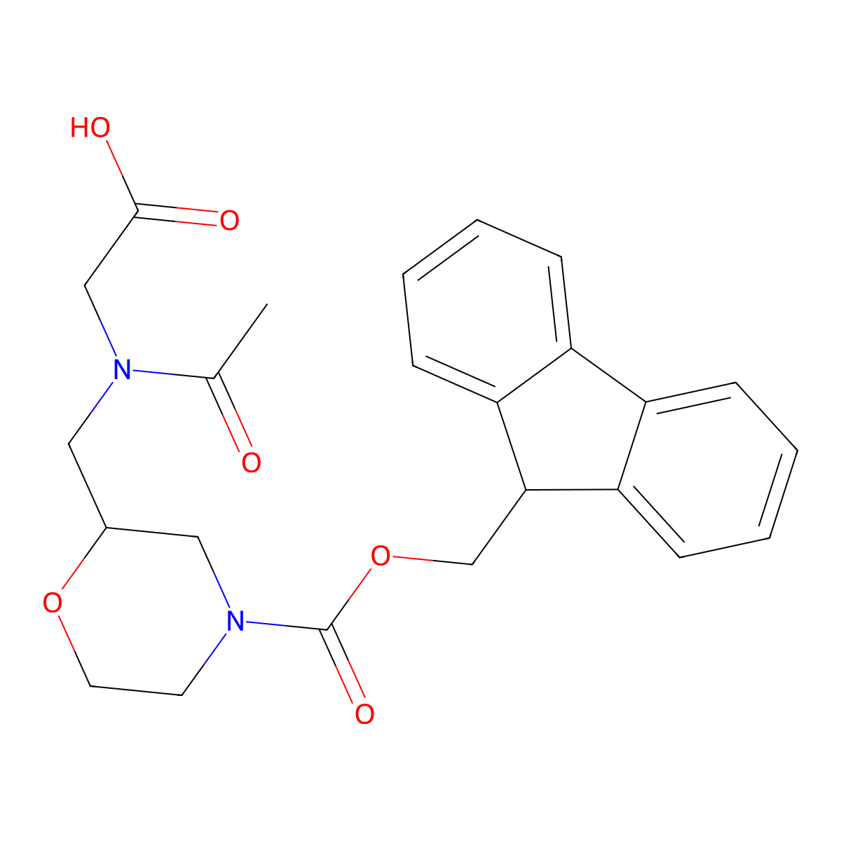 2-{N-[(4-{[(9H-fluoren-9-yl)methoxy]carbonyl}morpholin-2-yl)methyl]acetamido}acetic acid molecular structure, CAS 2137895-70-4