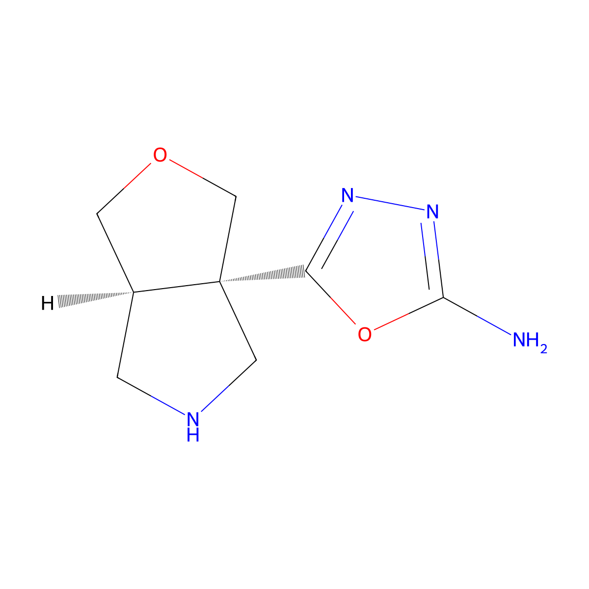 rac-5-[(3aR,6aR)-hexahydro-1H-furo[3,4-c]pyrrol-3a-yl]-1,3,4-oxadiazol-2-amine molecular structure, CAS 2137895-76-0