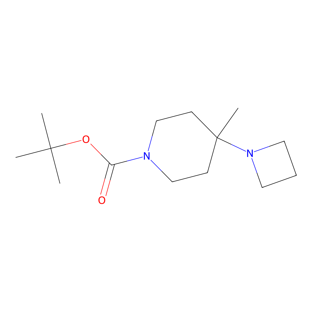 Tert-butyl 4-(azetidin-1-yl)-4-methylpiperidine-1-carboxylate molecular structure, CAS 2137895-82-8