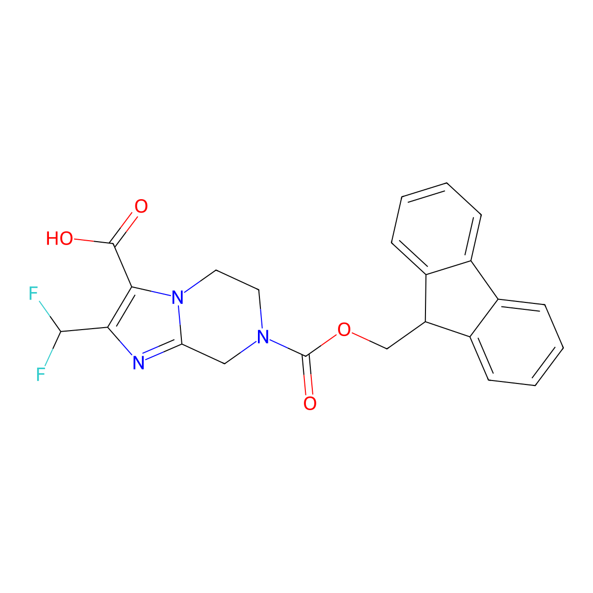 2-(difluoromethyl)-7-{[(9H-fluoren-9-yl)methoxy]carbonyl}-5H,6H,7H,8H-imidazo[1,2-a]pyrazine-3-carboxylic acid molecular structure, CAS 2137895-93-1