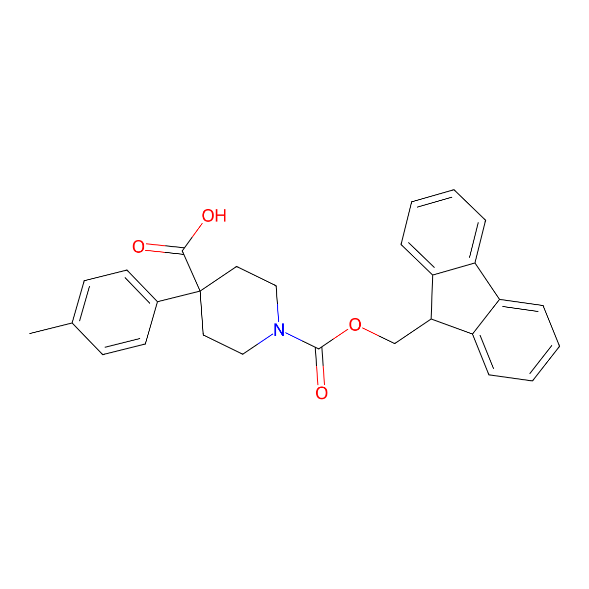 1-{[(9H-fluoren-9-yl)methoxy]carbonyl}-4-(4-methylphenyl)piperidine-4-carboxylic acid molecular structure, CAS 2137896-34-3