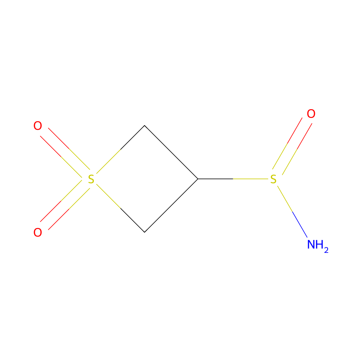 1,1-Dioxo-1lambda6-thietane-3-sulfinamide molecular structure, CAS 2137896-67-2