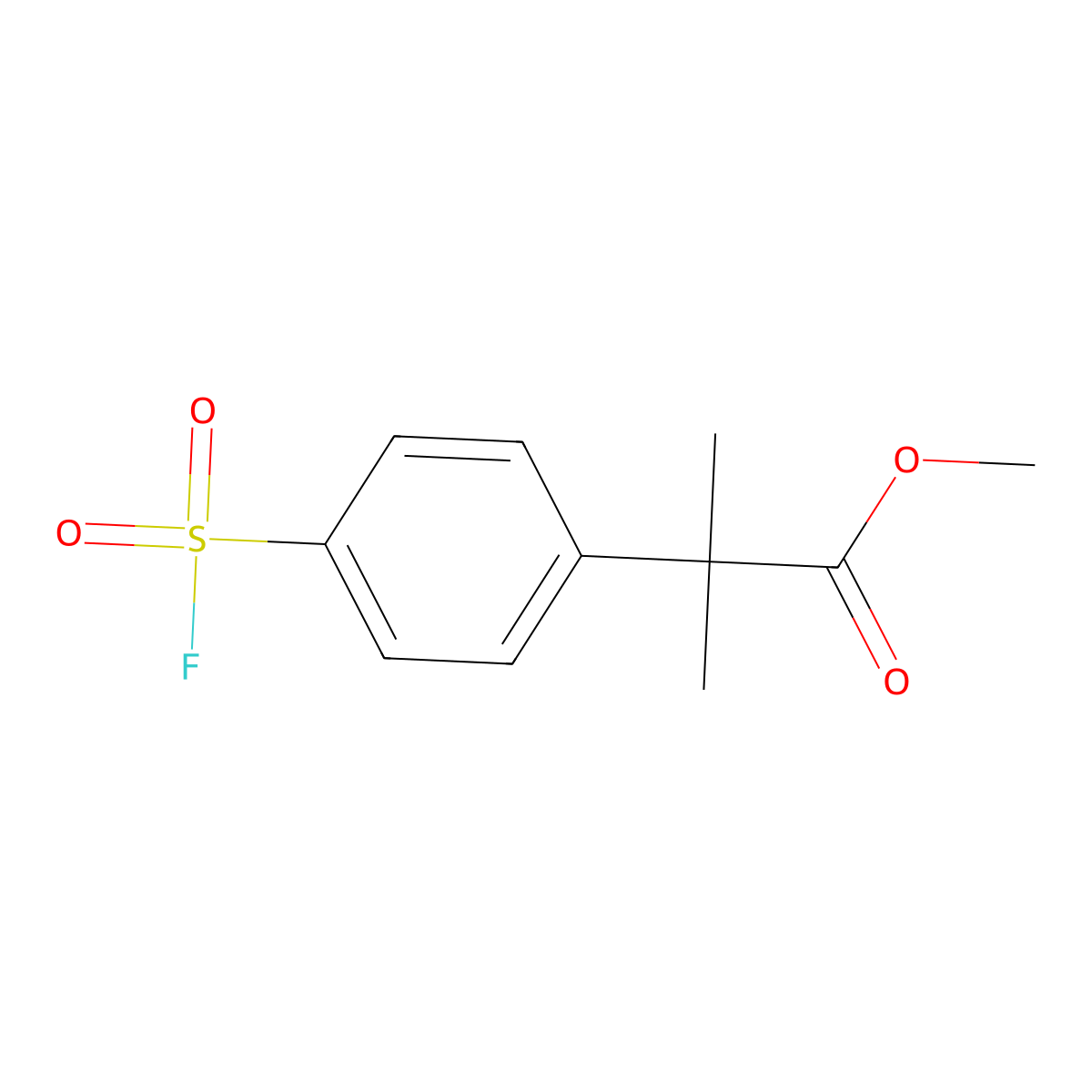 Methyl 2-[4-(fluorosulfonyl)phenyl]-2-methylpropanoate molecular structure, CAS 2137896-73-0