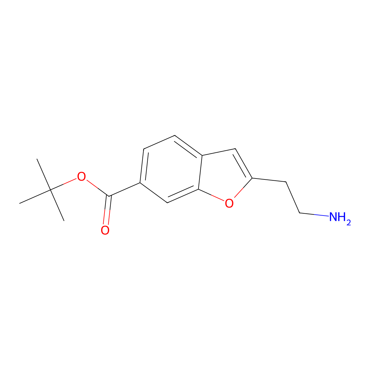 Tert-butyl 2-(2-aminoethyl)-1-benzofuran-6-carboxylate molecular structure, CAS 2137897-02-8