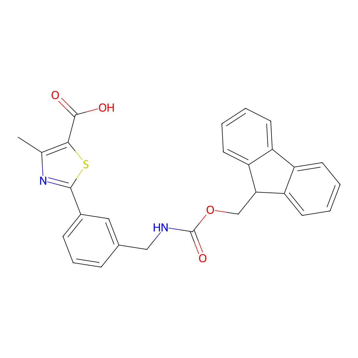 2-{3-[({[(9H-fluoren-9-yl)methoxy]carbonyl}amino)methyl]phenyl}-4-methyl-1,3-thiazole-5-carboxylic acid molecular structure, CAS 2137897-10-8