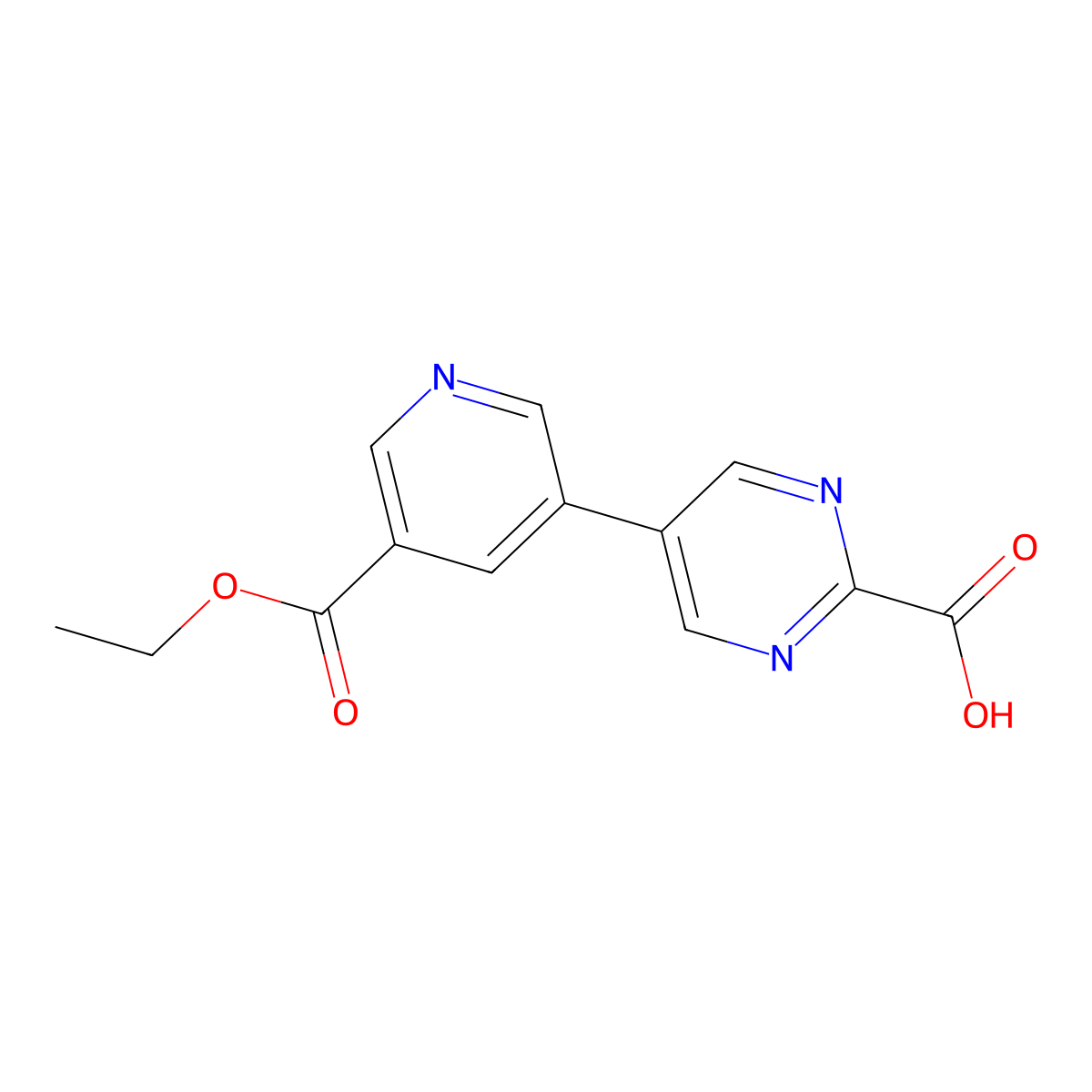 5-[5-(Ethoxycarbonyl)pyridin-3-yl]pyrimidine-2-carboxylic acid molecular structure, CAS 2137899-03-5