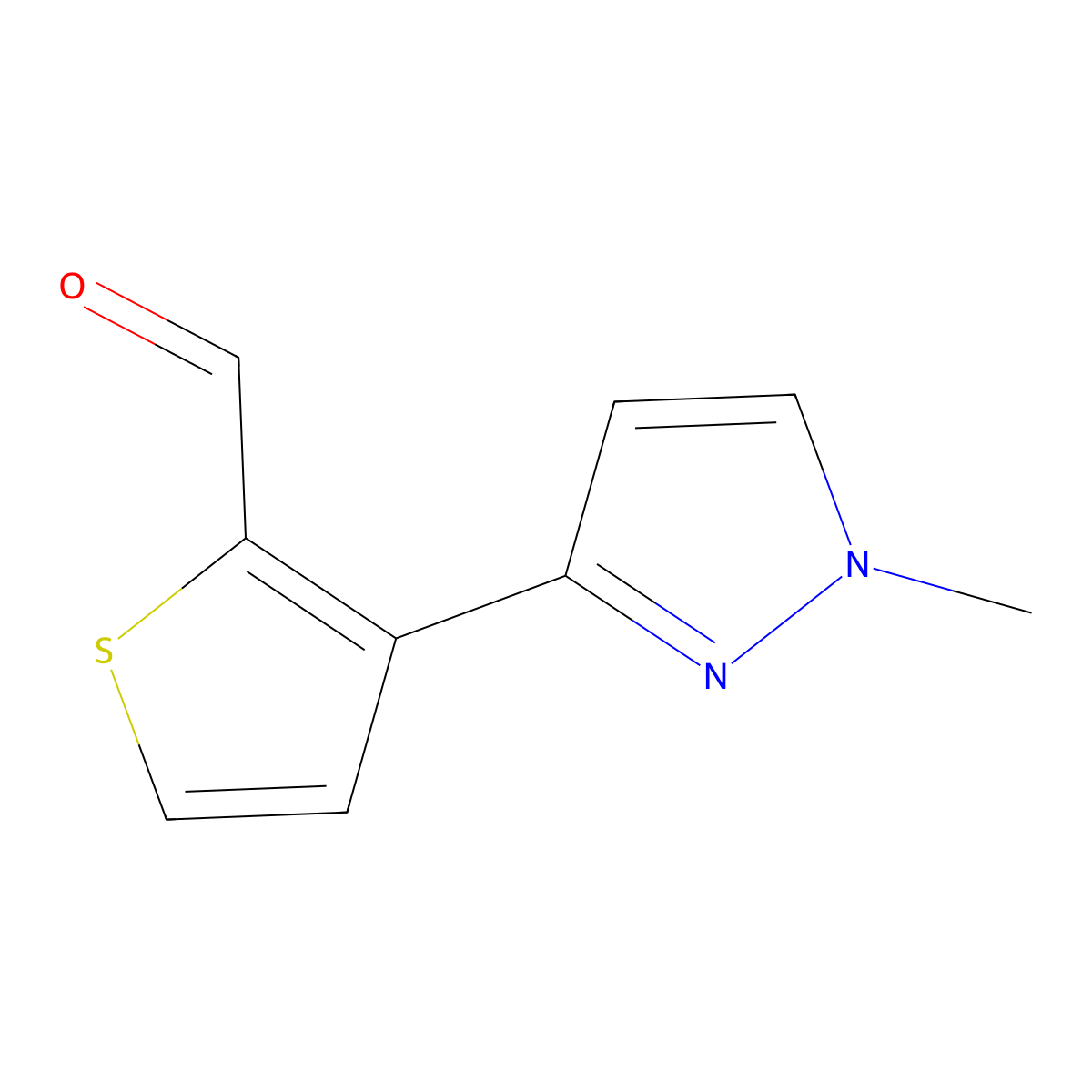 3-(1-methyl-1H-pyrazol-3-yl)thiophene-2-carbaldehyde molecular structure, CAS 2137899-37-5
