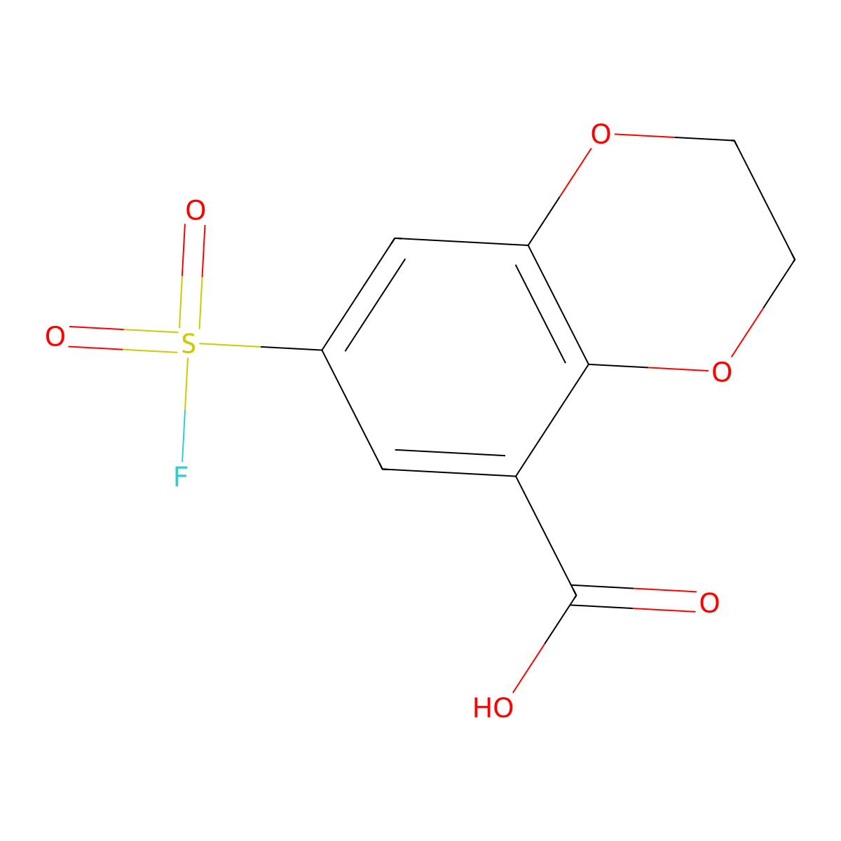 7-(Fluorosulfonyl)-2,3-dihydro-1,4-benzodioxine-5-carboxylic acid molecular structure, CAS 2137899-47-7