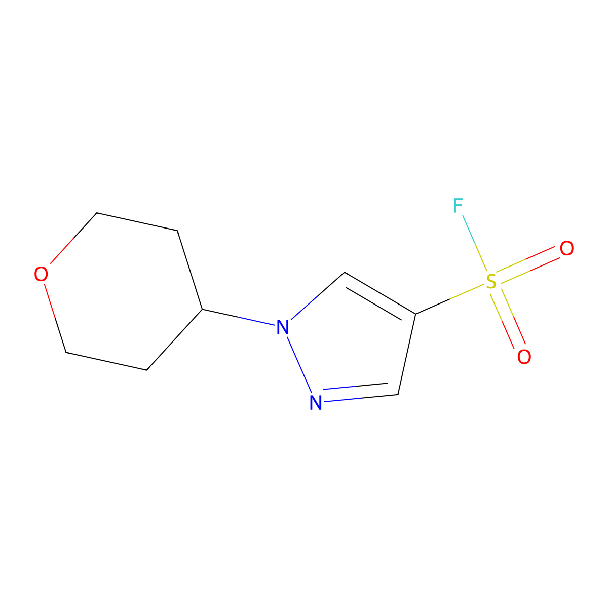 1-(oxan-4-yl)-1H-pyrazole-4-sulfonyl fluoride molecular structure, CAS 2137899-77-3