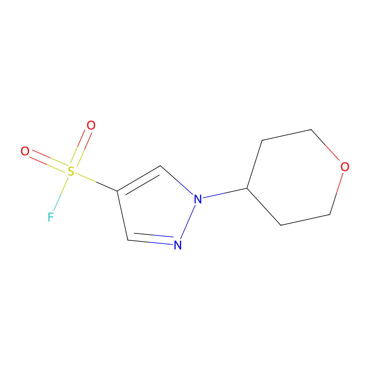 1-(oxan-4-yl)-1H-pyrazole-4-sulfonyl fluoride molecular structure, CAS 2137899-77-3