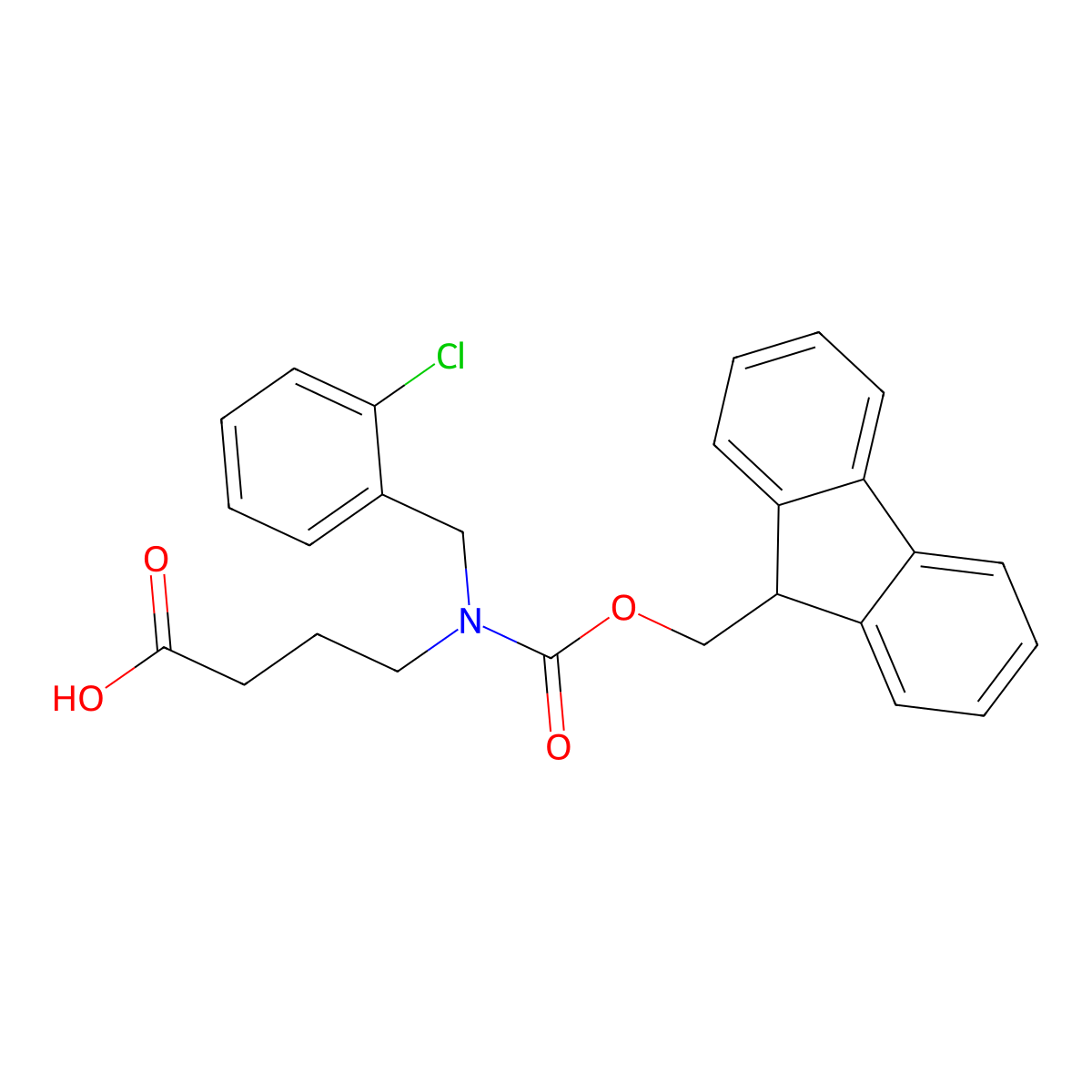 4-{[(2-chlorophenyl)methyl]({[(9H-fluoren-9-yl)methoxy]carbonyl})amino}butanoic acid molecular structure, CAS 2137900-20-8