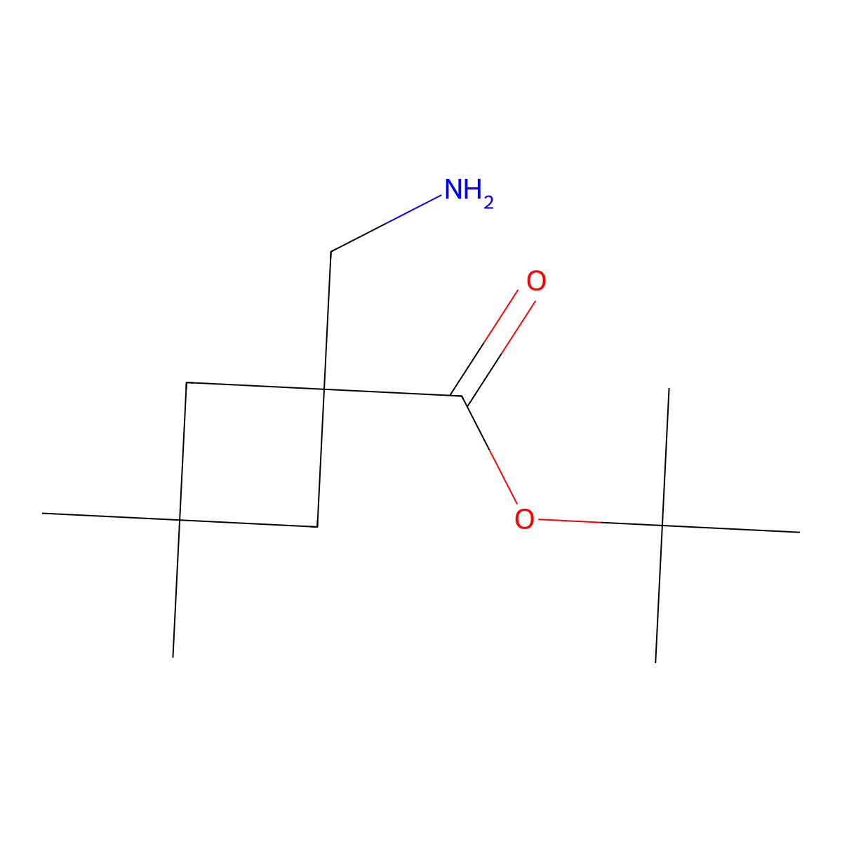 Tert-butyl 1-(aminomethyl)-3,3-dimethylcyclobutane-1-carboxylate molecular structure, CAS 2137900-23-1