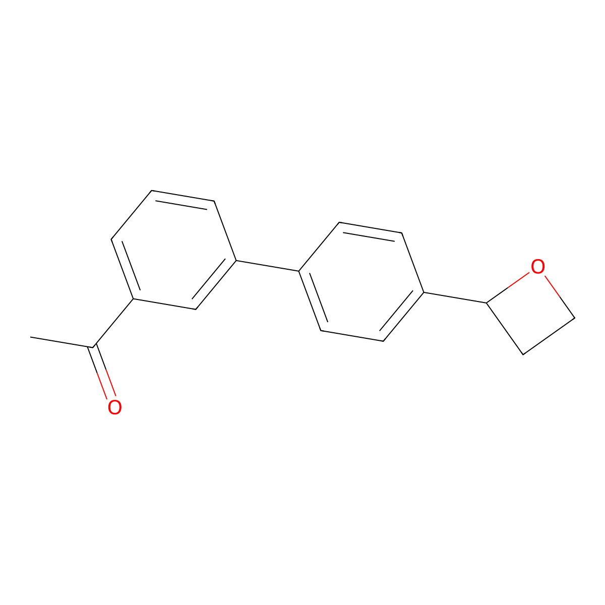 1-{3-[4-(Oxetan-2-yl)phenyl]phenyl}ethan-1-one molecular structure, CAS 2137900-31-1