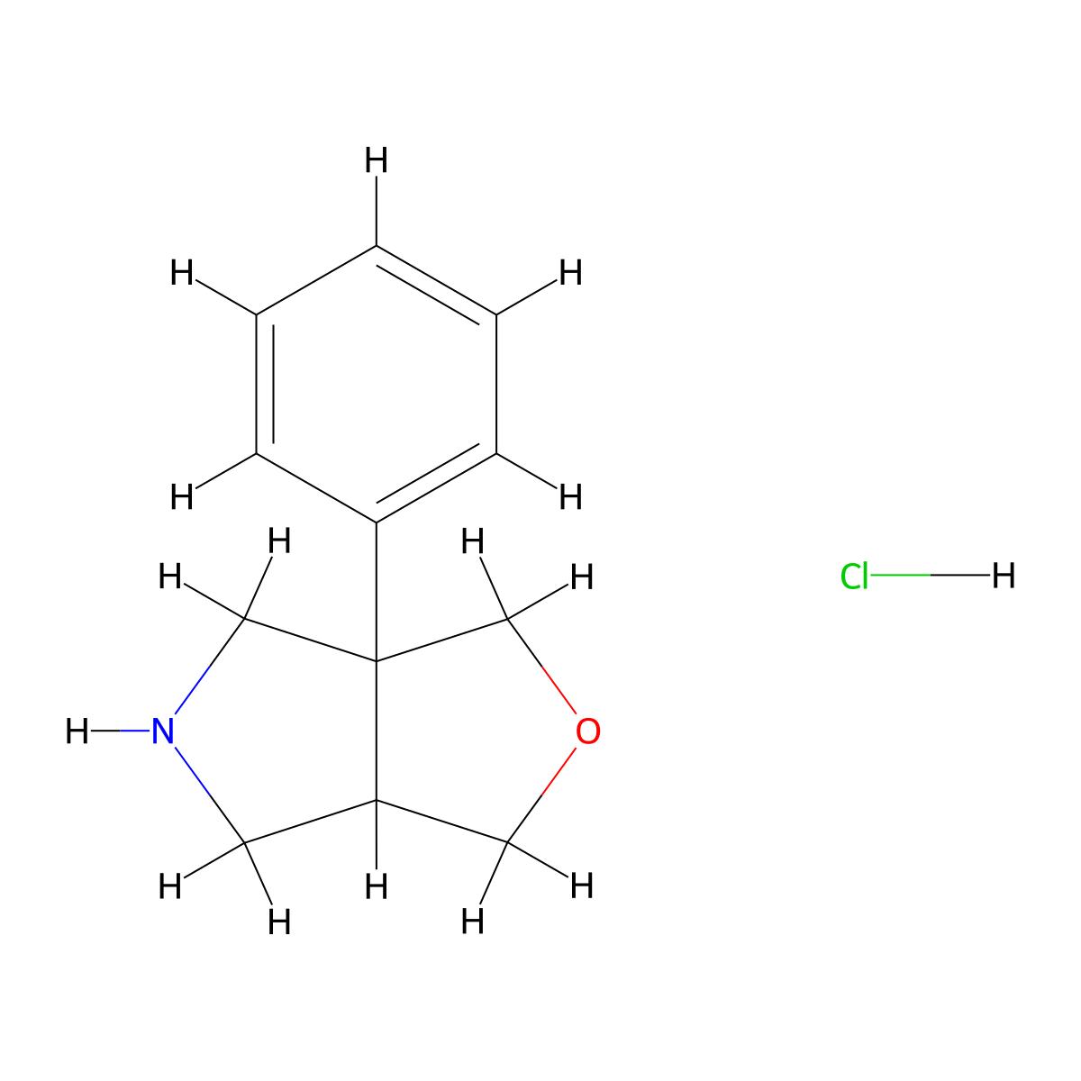 3a-phenyl-hexahydro-1H-furo[3,4-c]pyrrole hydrochloride molecular structure, CAS 2137900-34-4