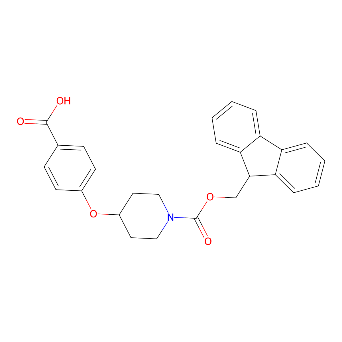 4-[(1-{[(9H-fluoren-9-yl)methoxy]carbonyl}piperidin-4-yl)oxy]benzoic acid molecular structure, CAS 2137900-72-0