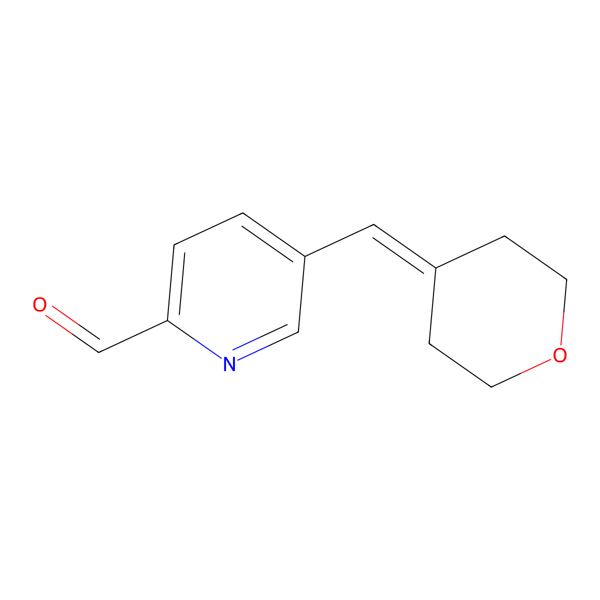 5-[(Oxan-4-ylidene)methyl]pyridine-2-carbaldehyde molecular structure, CAS 2137903-30-9