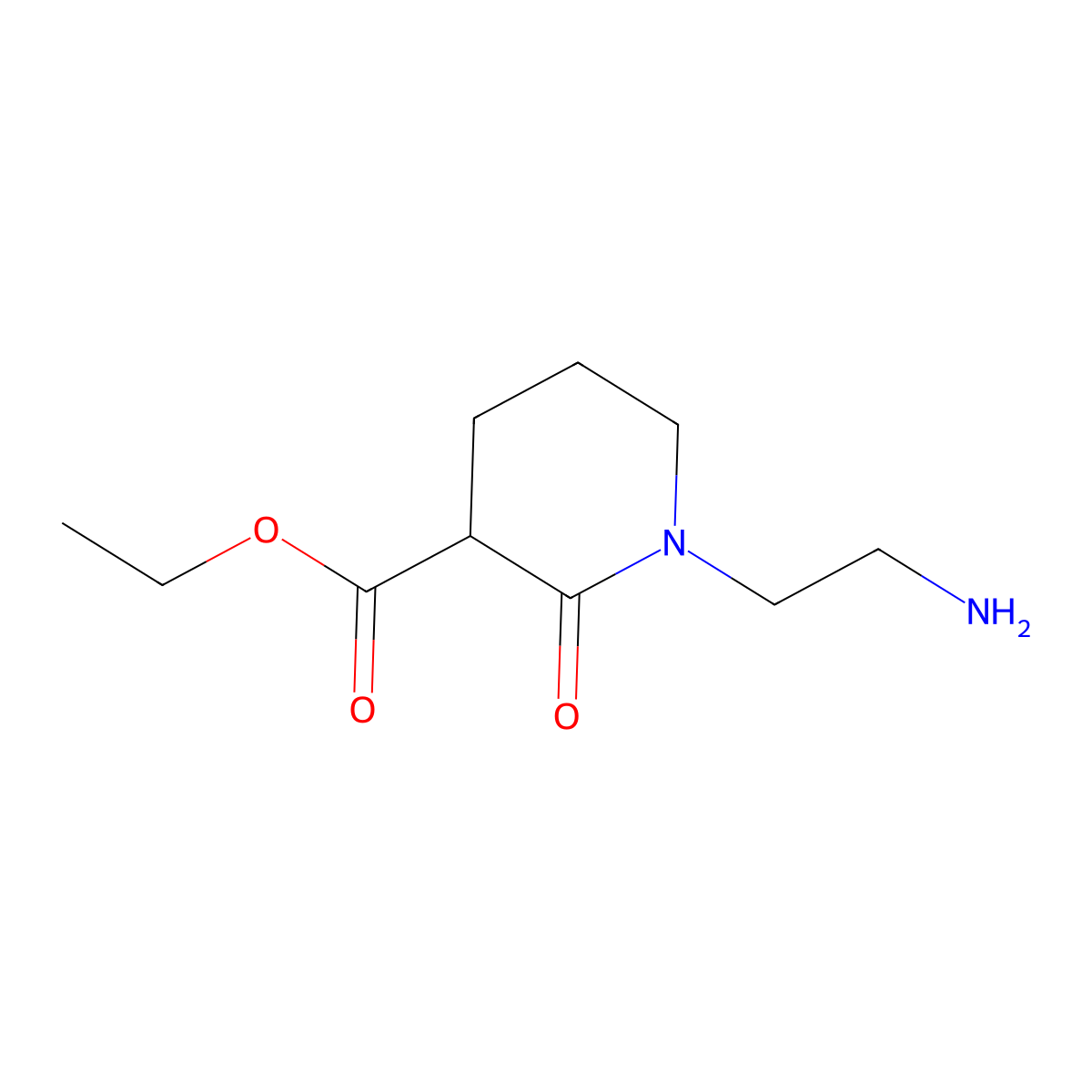 Ethyl 1-(2-aminoethyl)-2-oxopiperidine-3-carboxylate molecular structure, CAS 2137903-34-3