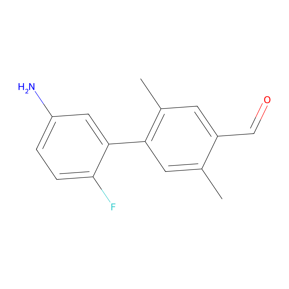 5'-Amino-2'-fluoro-2,5-dimethyl-[1,1'-biphenyl]-4-carbaldehyde molecular structure, CAS 2137903-83-2