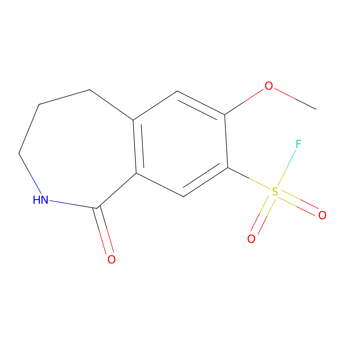 7-methoxy-1-oxo-2,3,4,5-tetrahydro-1H-2-benzazepine-8-sulfonyl fluoride molecular structure, CAS 2137912-73-1