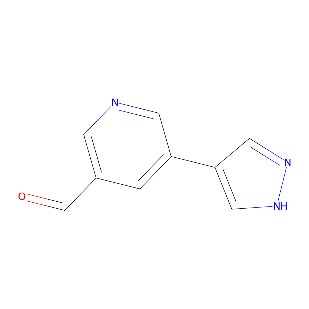5-(1H-pyrazol-4-yl)pyridine-3-carbaldehyde molecular structure, CAS 2137913-95-0