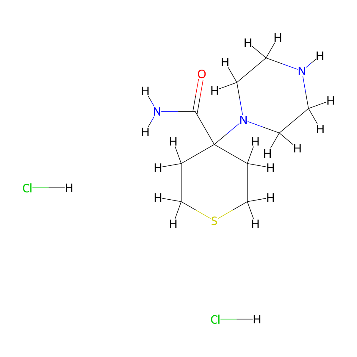 4-(Piperazin-1-yl)thiane-4-carboxamide dihydrochloride molecular structure, CAS 2137914-01-1