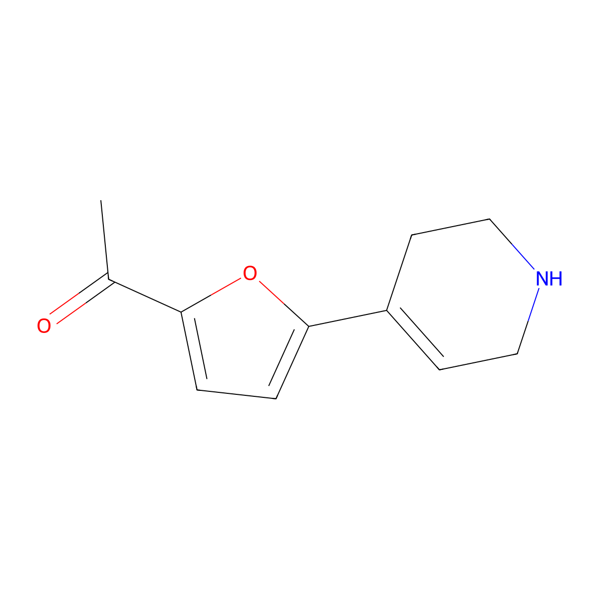 1-[5-(1,2,3,6-Tetrahydropyridin-4-yl)furan-2-yl]ethan-1-one molecular structure, CAS 2137914-43-1