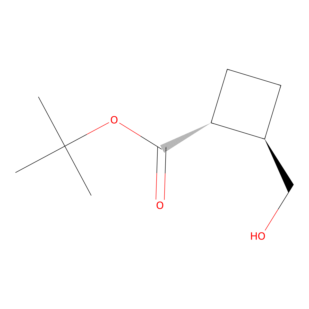 rac-tert-butyl (1R,2R)-2-(hydroxymethyl)cyclobutane-1-carboxylate molecular structure, CAS 2137914-58-8