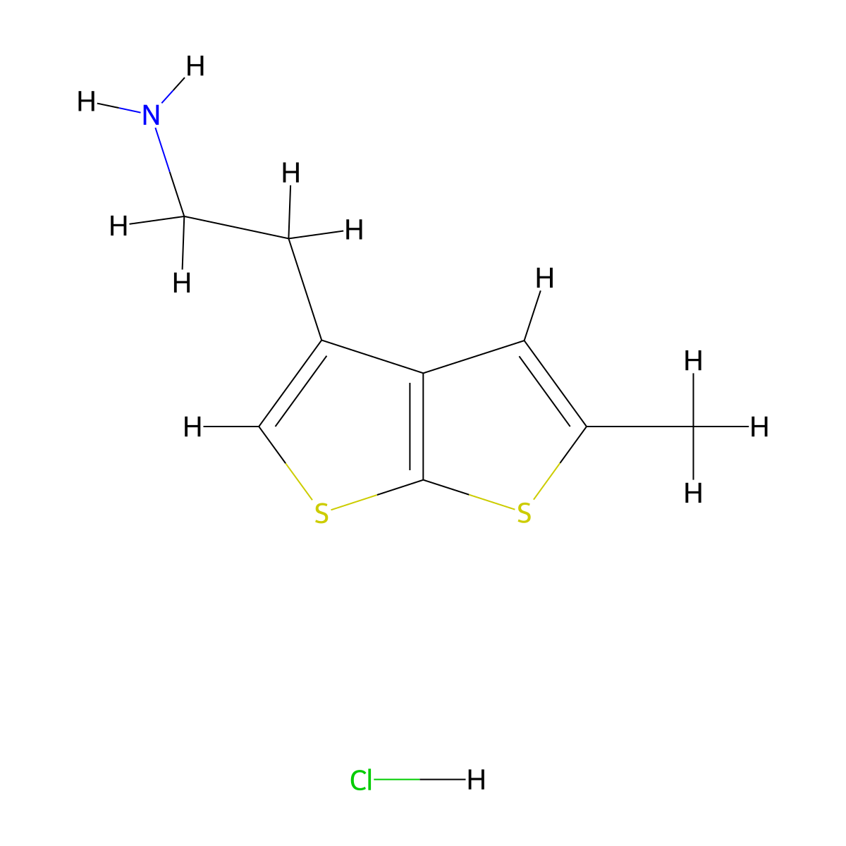 2-{5-Methylthieno[2,3-b]thiophen-3-yl}ethan-1-amine hydrochloride molecular structure, CAS 2137916-32-4