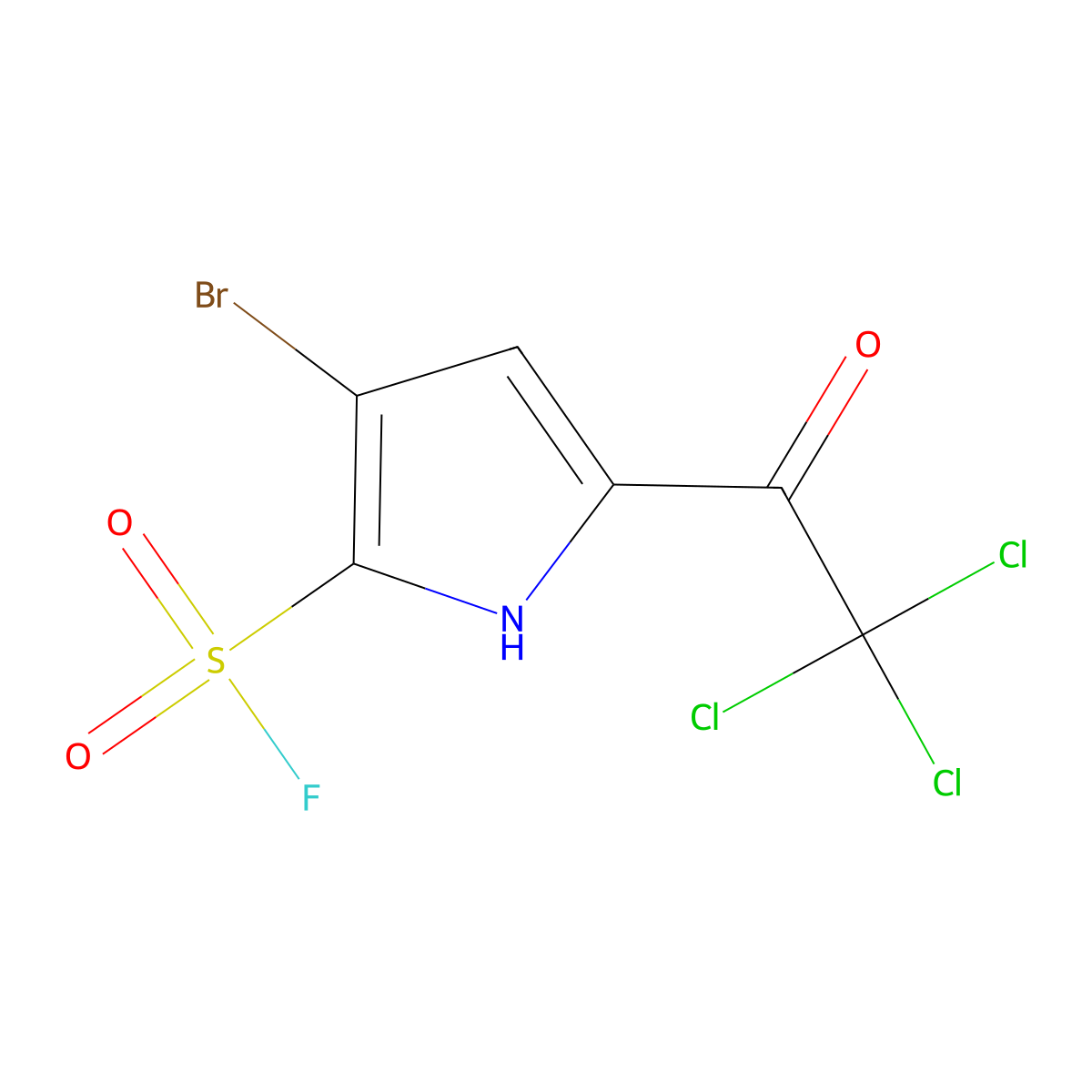 3-bromo-5-(trichloroacetyl)-1H-pyrrole-2-sulfonyl fluoride molecular structure, CAS 2137916-41-5