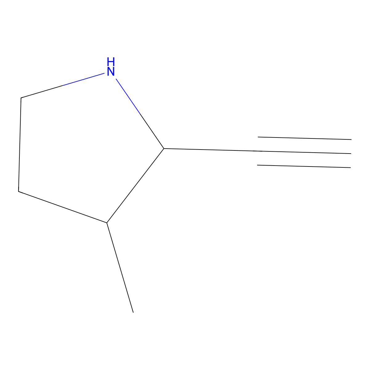 2-Ethynyl-3-methylpyrrolidine molecular structure, CAS 2137916-94-8