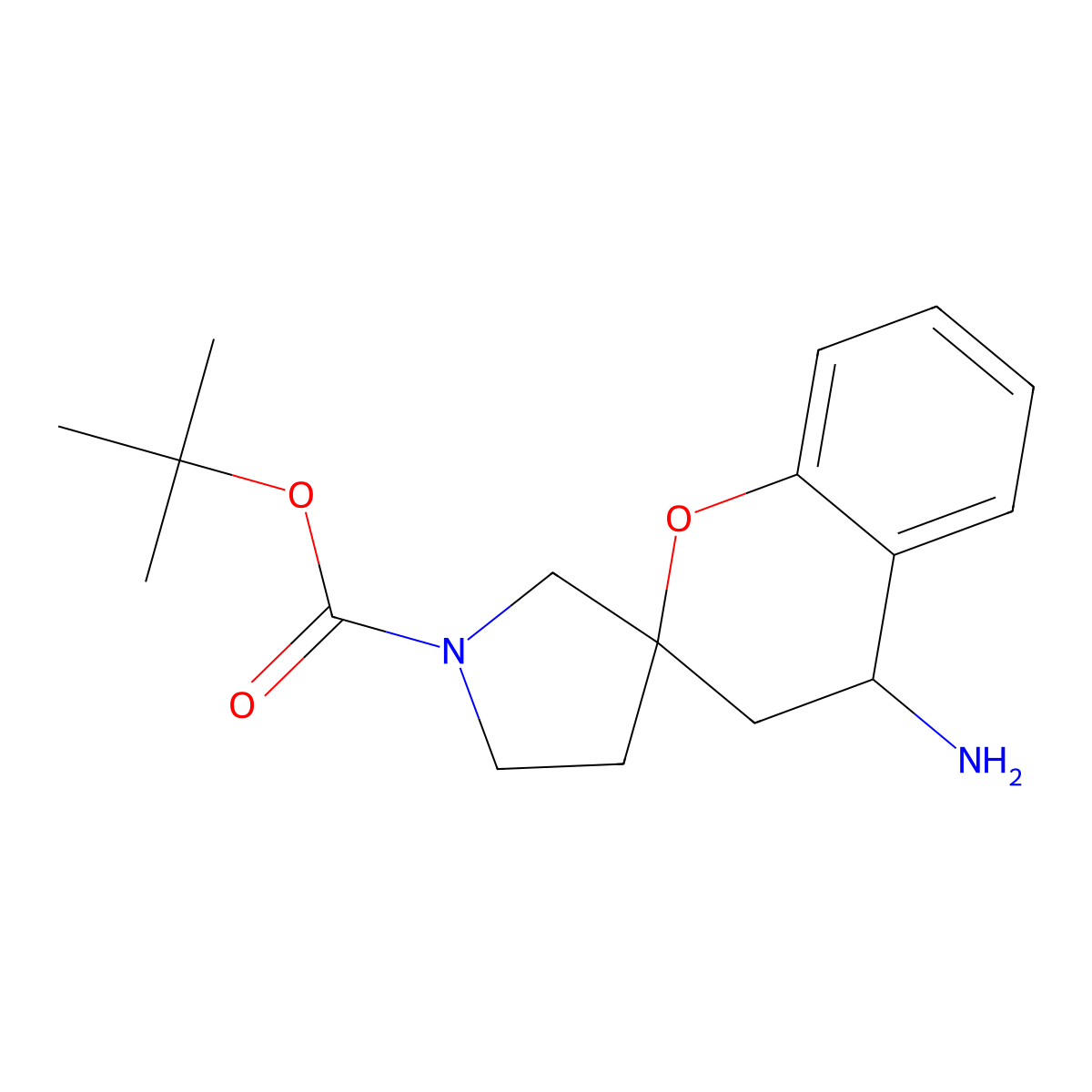 Tert-butyl 4-amino-3,4-dihydrospiro[1-benzopyran-2,3'-pyrrolidine]-1'-carboxylate molecular structure, CAS 2137917-15-6