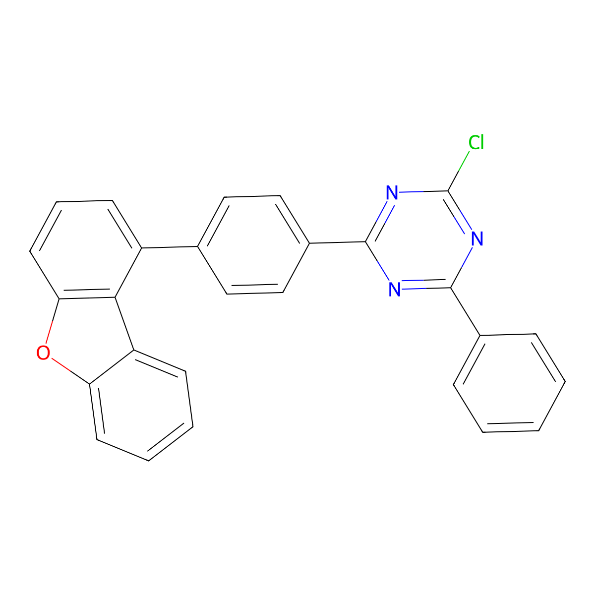 2-Chloro-4-(4-(dibenzo[b,d]furan-1-yl)phenyl)-6-phenyl-1,3,5-triazine molecular structure, CAS 2137919-56-1