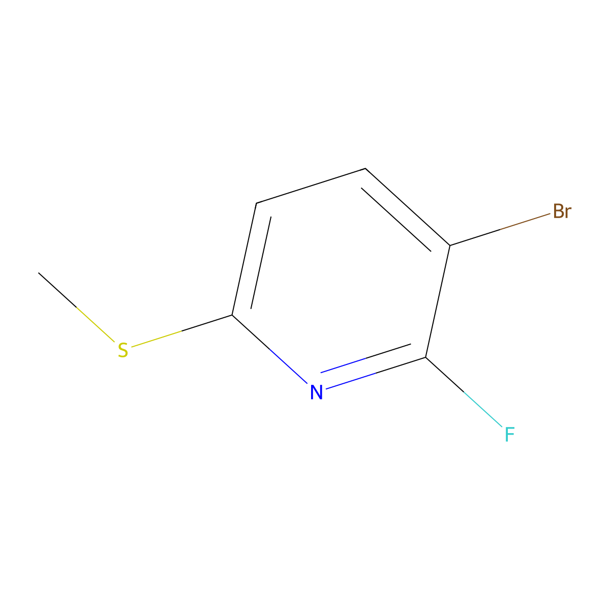 3-Bromo-2-fluoro-6-(methylthio)pyridine molecular structure, CAS 2137928-56-2
