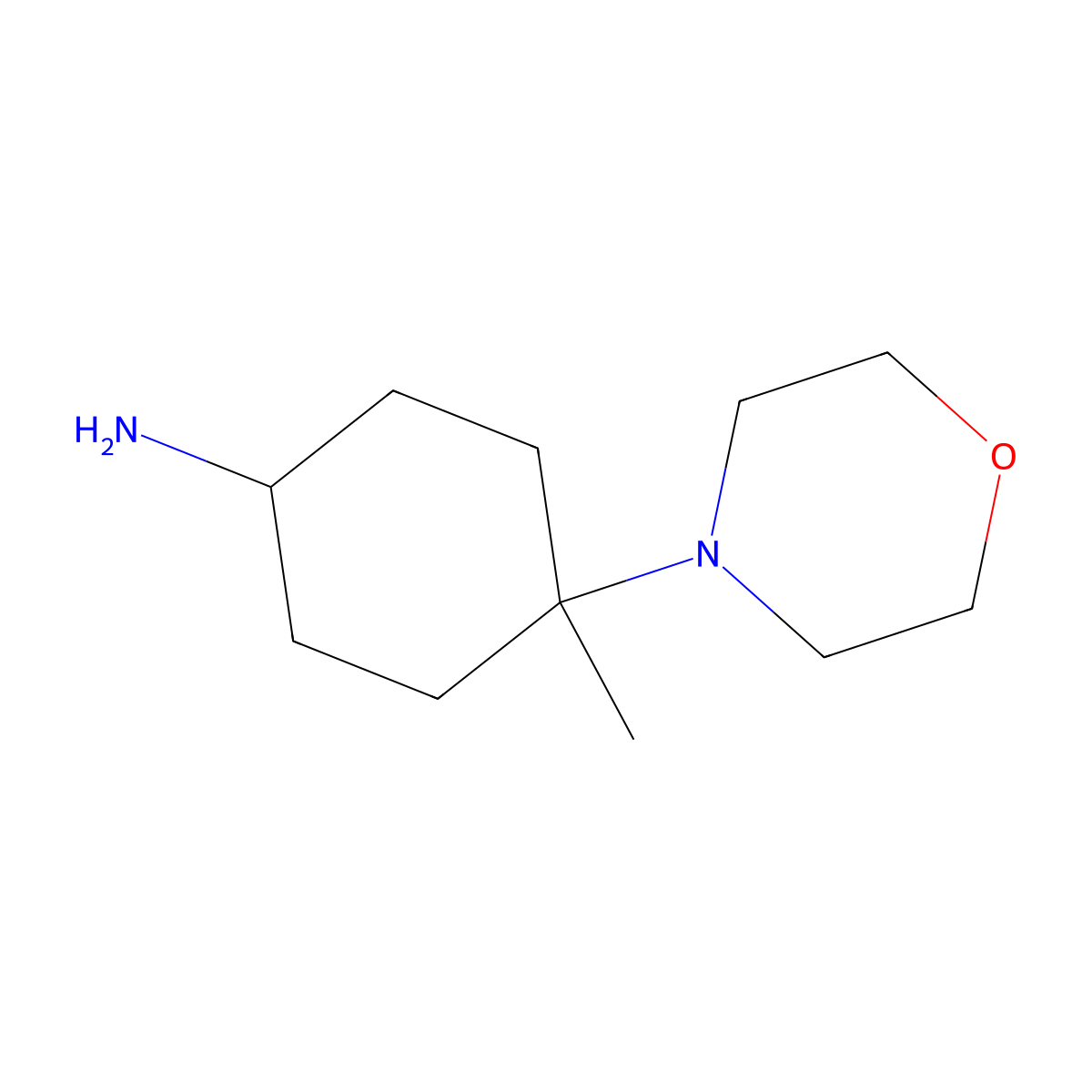 4-methyl-4-(morpholin-4-yl)cyclohexan-1-amine, Mixture of diastereomers molecular structure, CAS 2137929-88-3